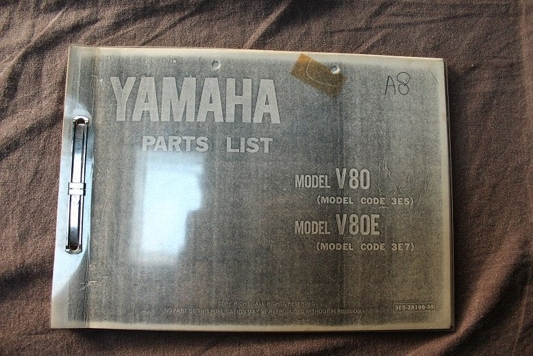 Yamaha V80 V80E scooter 1979  parts list, Ophalen of Verzenden, Yamaha
