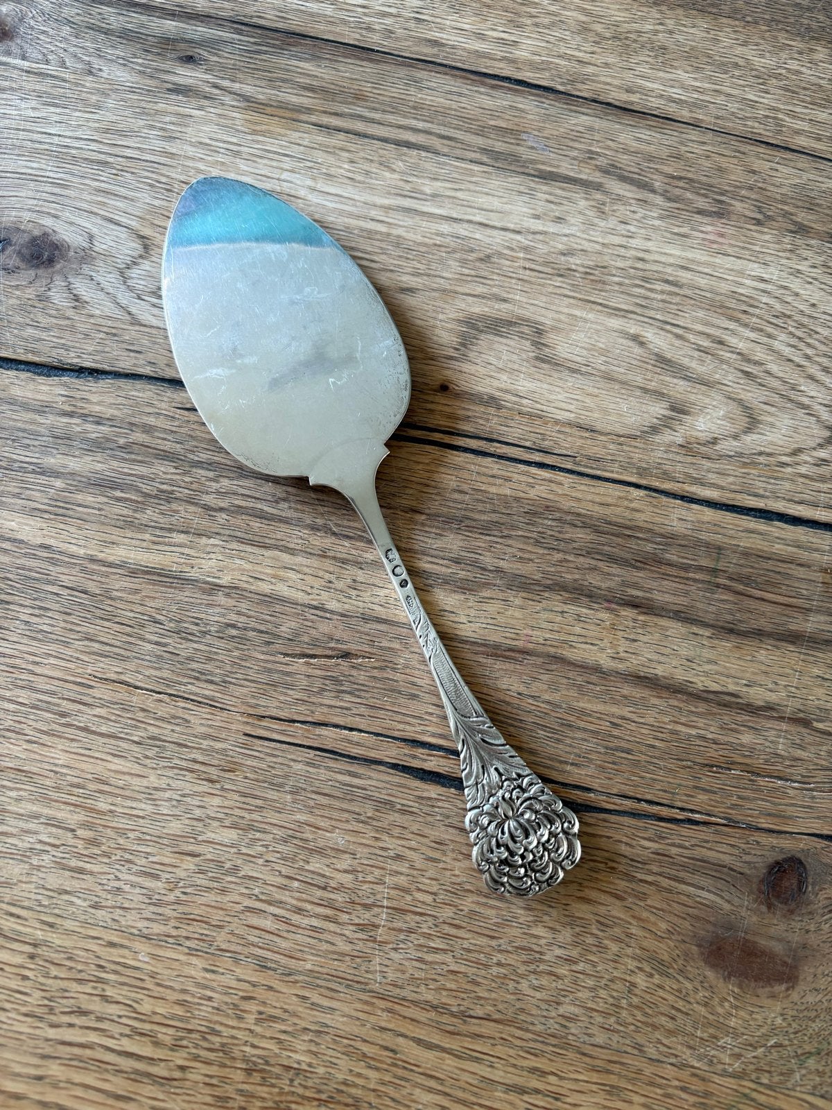 Antieke zilveren taartschep met bloemmotief, Antiek en Kunst, Ophalen of Verzenden