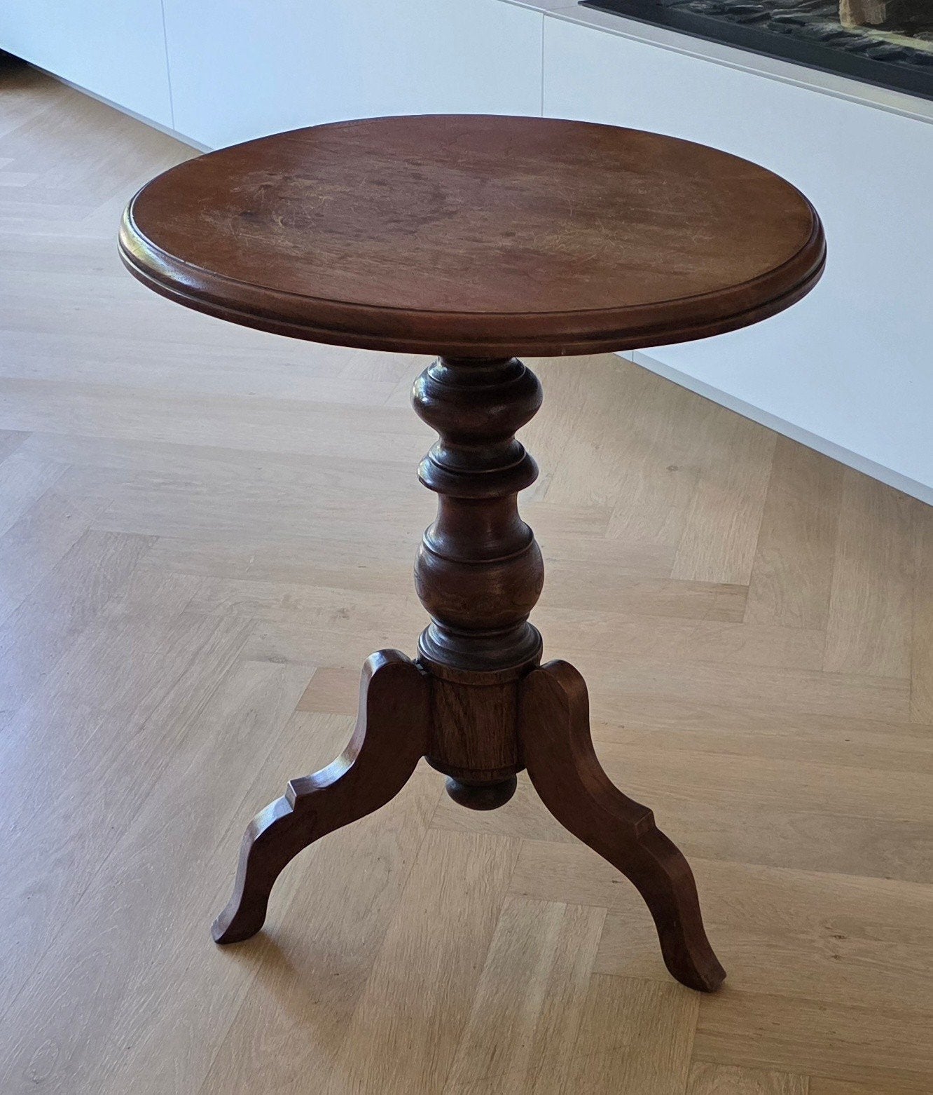 Houten ronde bijzettafel ¤ 50 cm, Minder dan 55 cm, Rond, Hout, Ophalen
