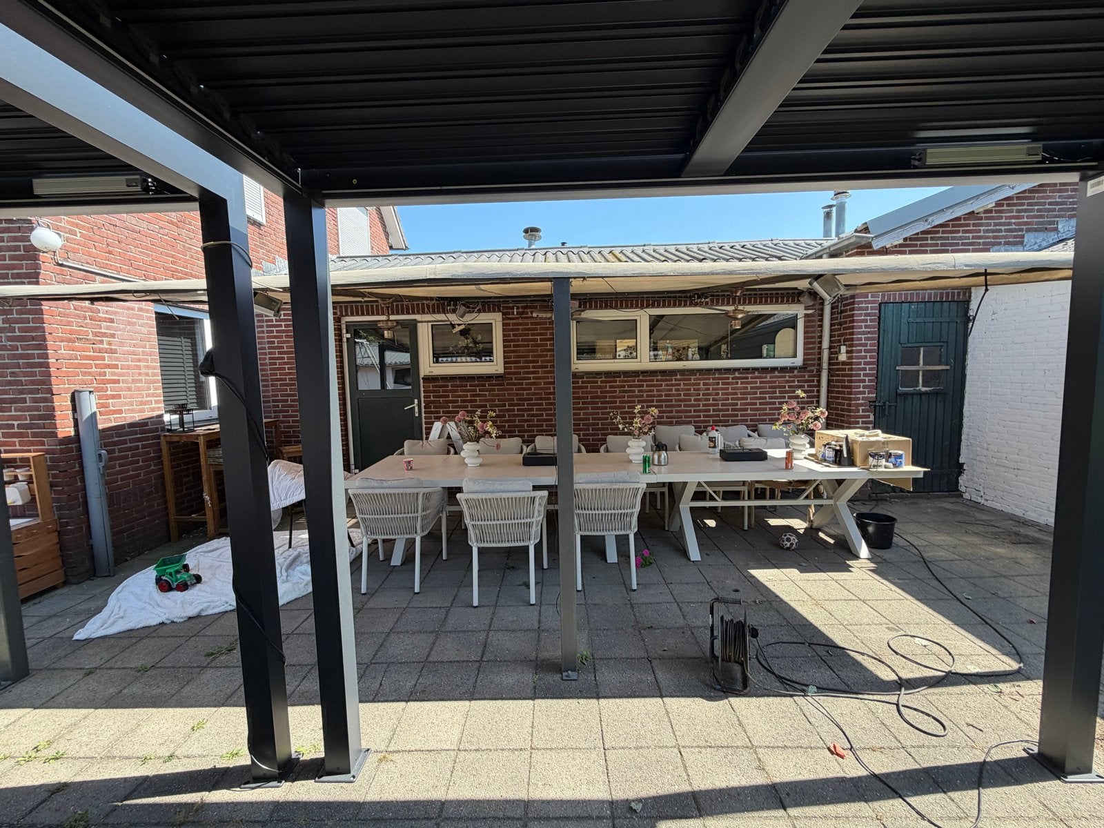 Zeer degelijke stalen overkapping – 595 x 345 cm, Ophalen, Gebruikt, Overige typen