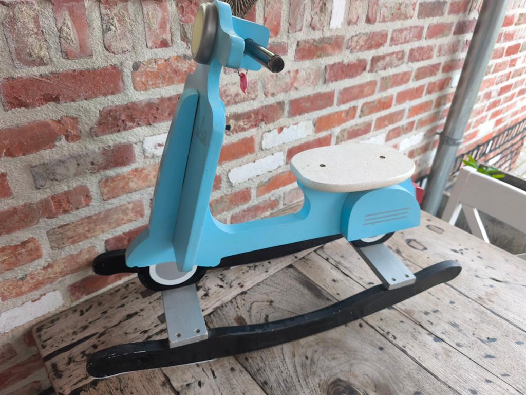 Jip houten loopscooter / hobbelscooter blauw, Ophalen, Gebruikt