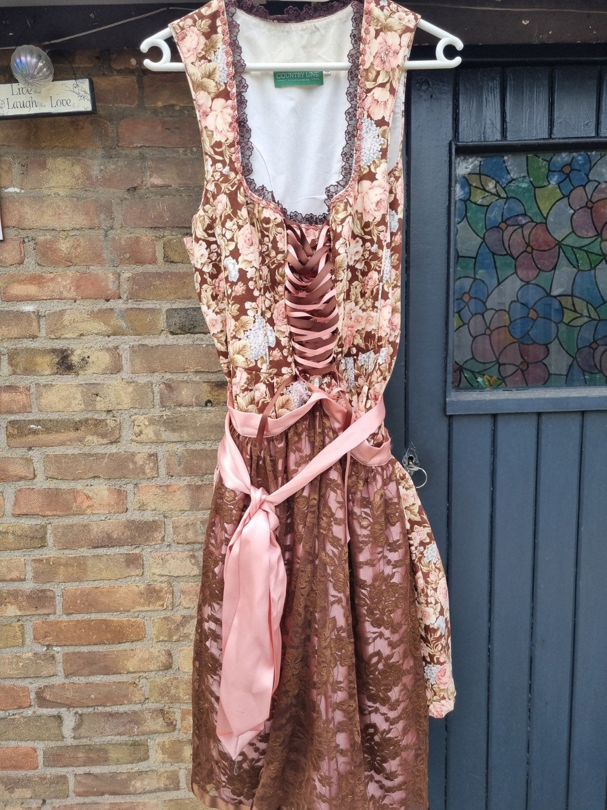Prachtige Country Line Dirndl - Oud Roze Bloemmotief, Country Line, Ophalen of Verzenden, Zo goed als nieuw, Maat 38/40 (M)
