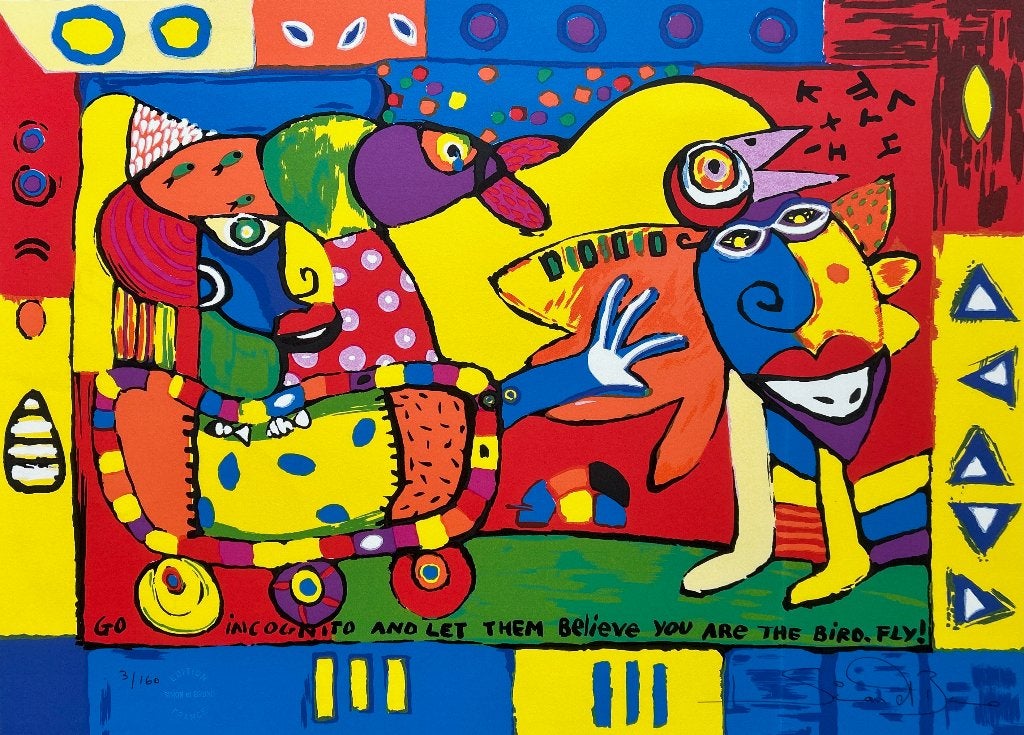 Zeefdruk Simon et Bruno, Antiek en Kunst, Kunst | Litho's en Zeefdrukken, Gesigneerd, Verzenden, Zeefdruk