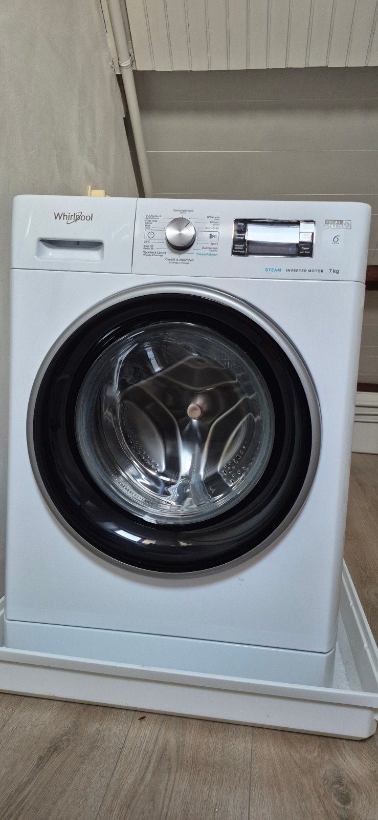 Whirlpool wasmachine 7 kg - 3,5 jaar oud, weinig gebruikt, 6 tot 8 kg, Ophalen, Zo goed als nieuw, 85 tot 90 cm