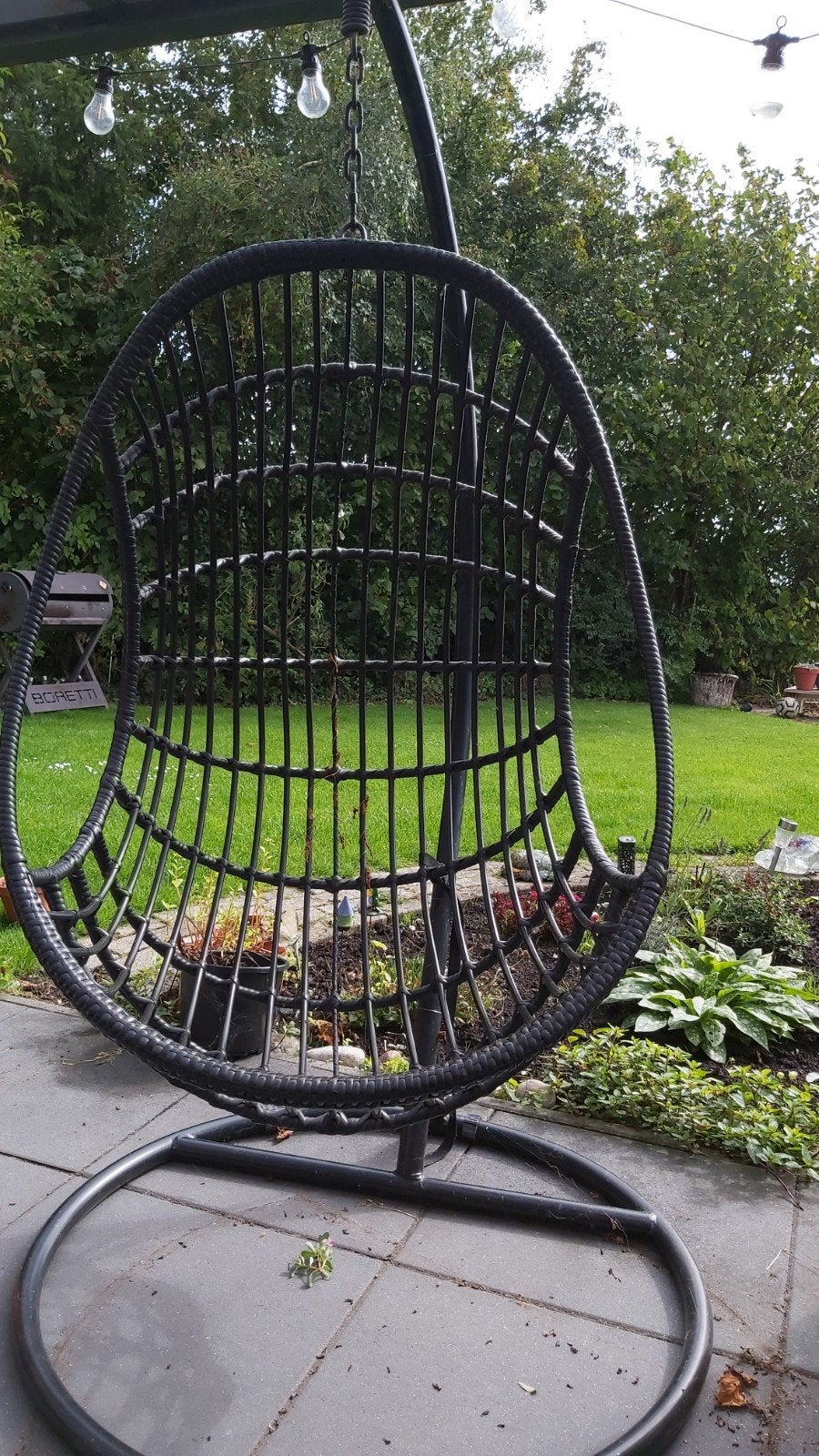 Comfortabele hangstoel met standaard en kussen, Ophalen, Gebruikt, Wicker