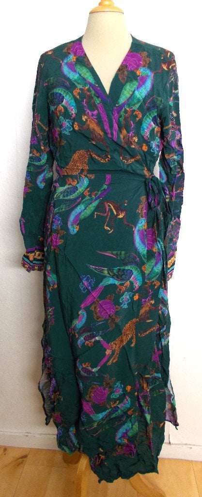 Grappige papegaai/aapjes lange maxi wikkel dress! M, Maat 38/40 (M), Ophalen of Verzenden, Zo goed als nieuw, Onder de knie
