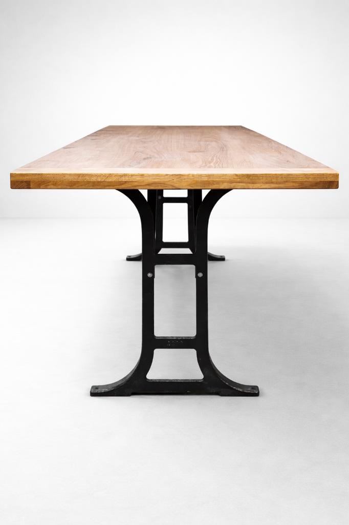 Strakke industriële eikenhouten tafel, Industrieel, vintage, Vijf personen of meer, Eikenhout, Rechthoekig