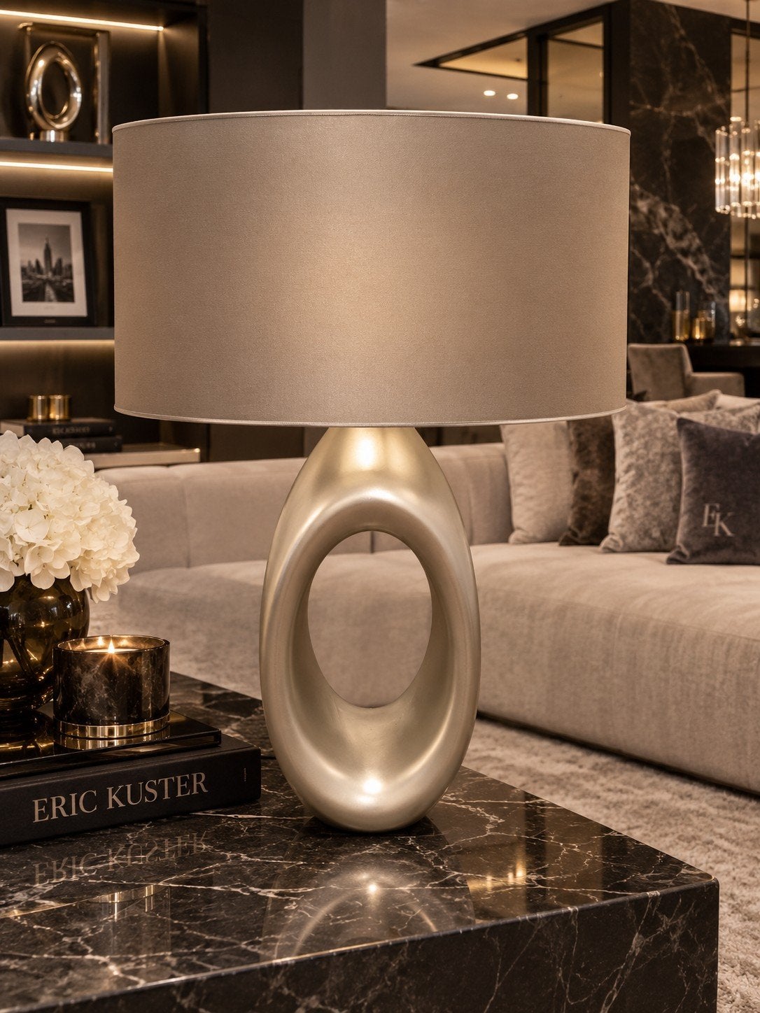 Eric Kuster Lamp Zilver/Ovaal, Ophalen, Met schakelaar, Overige merken, Glas