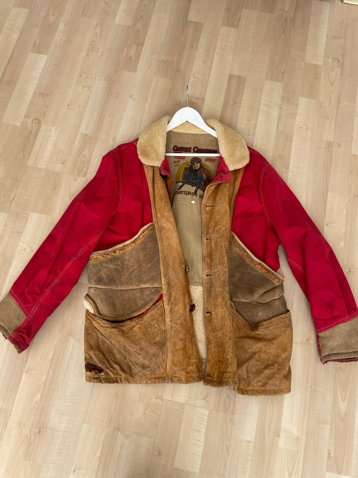 Vintage Charles Chevignon 'Chattering Guns' jas - Maat XL, Ophalen of Verzenden, Gedragen, Maat 56/58 (XL), Rood