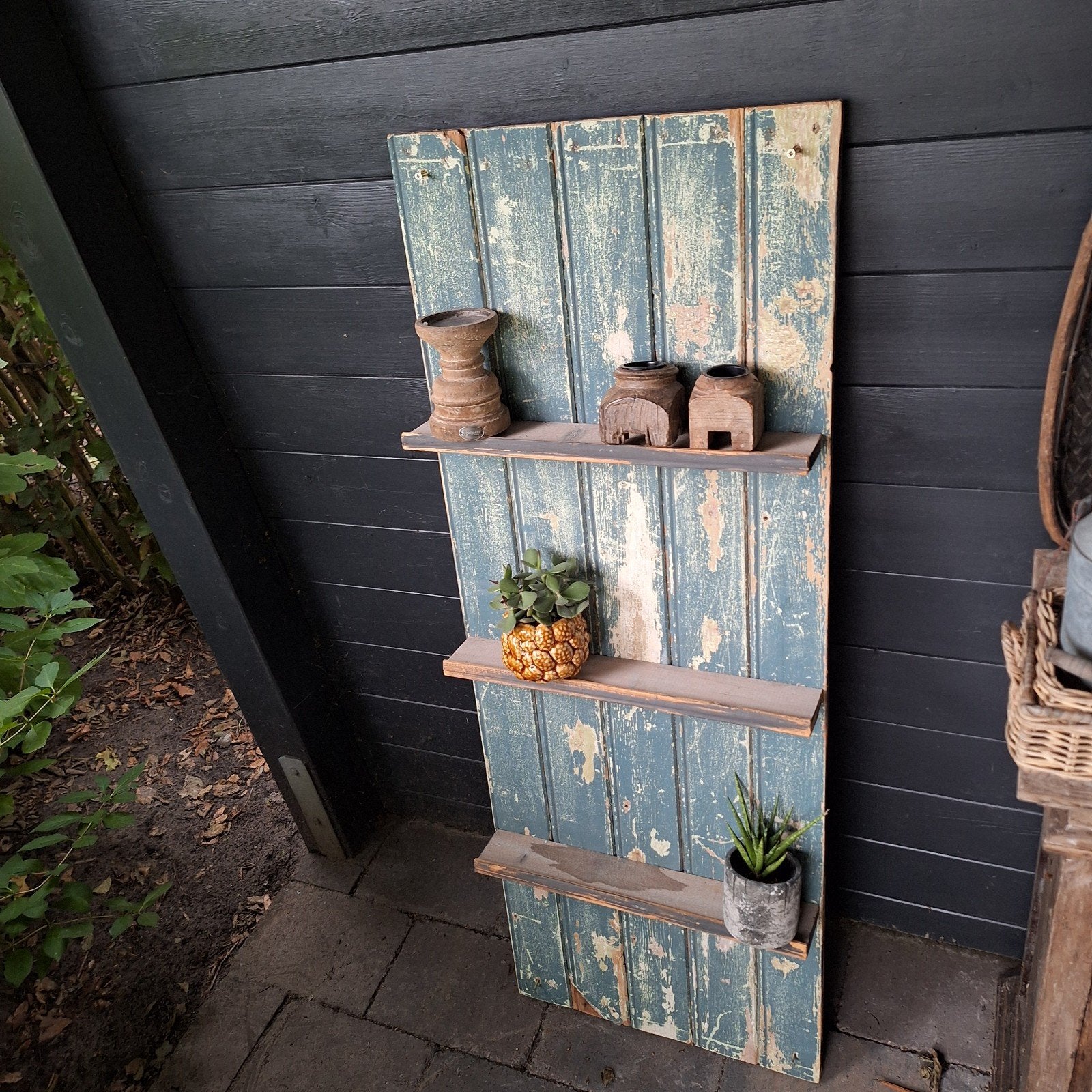 wandmeubel,verweerd hout,stoer,industrieel,vintage,planten, Ophalen