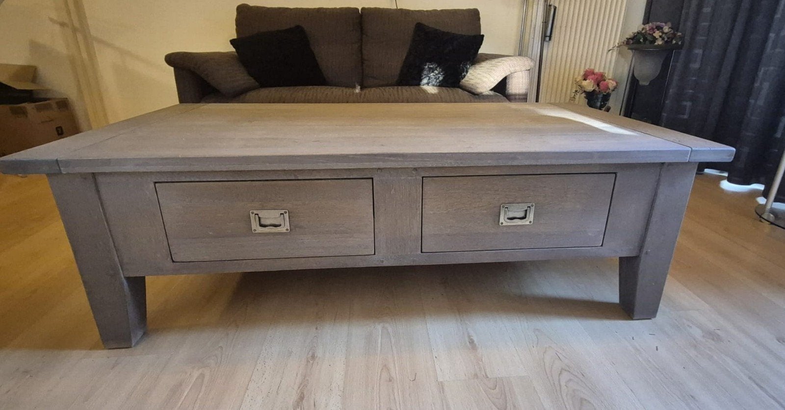Eiken Westwood salontafel in mooie klei kleur; Goossens, Ophalen, Gebruikt, 100 tot 150 cm, Eikenhout