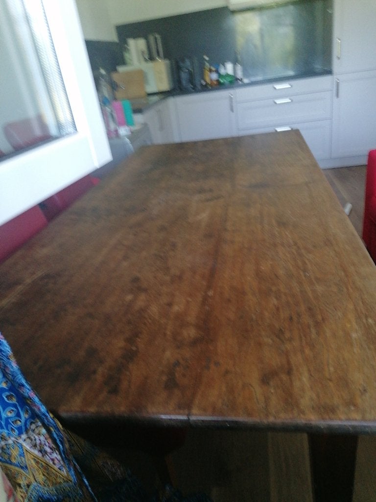 Robuuste eettafel 180x90 cm voor 8 personen, Ophalen, Gebruikt, 50 tot 100 cm, Vijf personen of meer