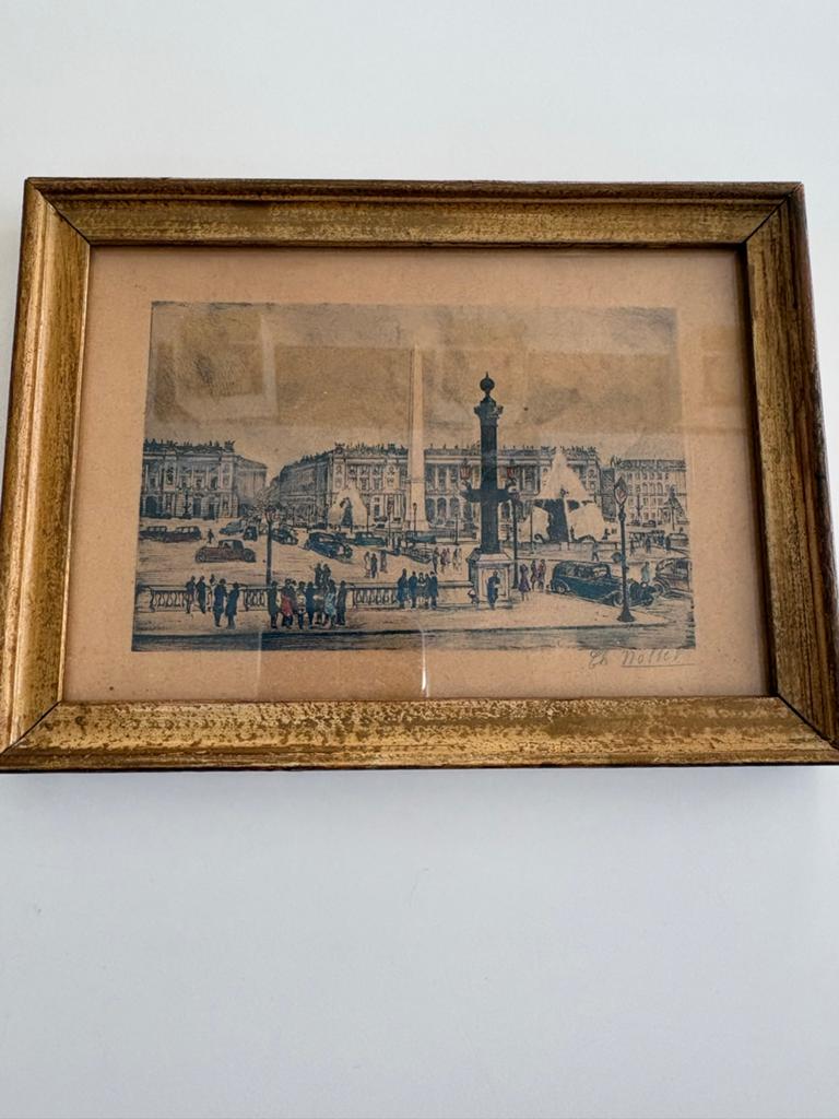 Oude gravure van een parijs, gesigneerd Ch. Moller, Antiek en Kunst, Stadsgezicht, Ophalen of Verzenden, Gravure, Gesigneerd