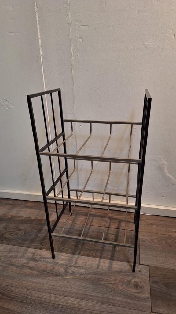 Vintage wijnrek zwart chroom wijnopslag wijnkelder 9 fles, Ophalen, Nvt, Metaal, Minder dan 50 cm