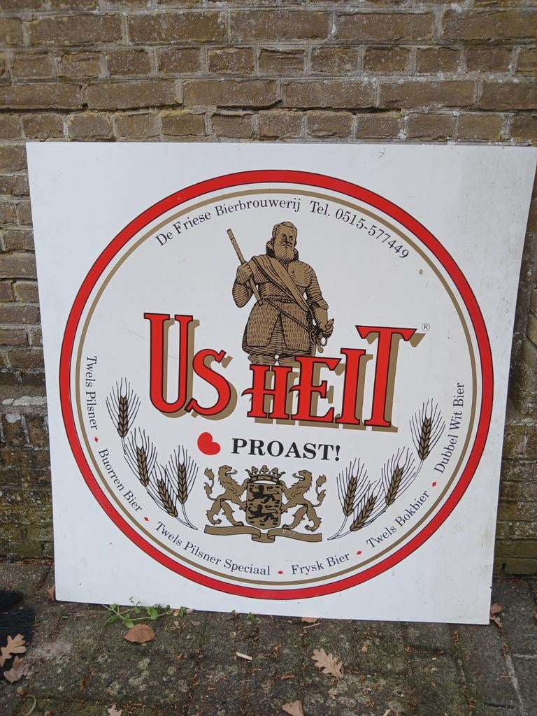 Reclamebord Us Heit Bierbrouwerij 100x100cm, Ophalen