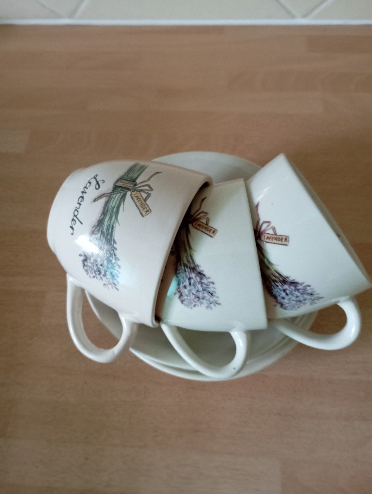 3 kop en schotels Jet ter Steege Lavender, Ophalen of Verzenden