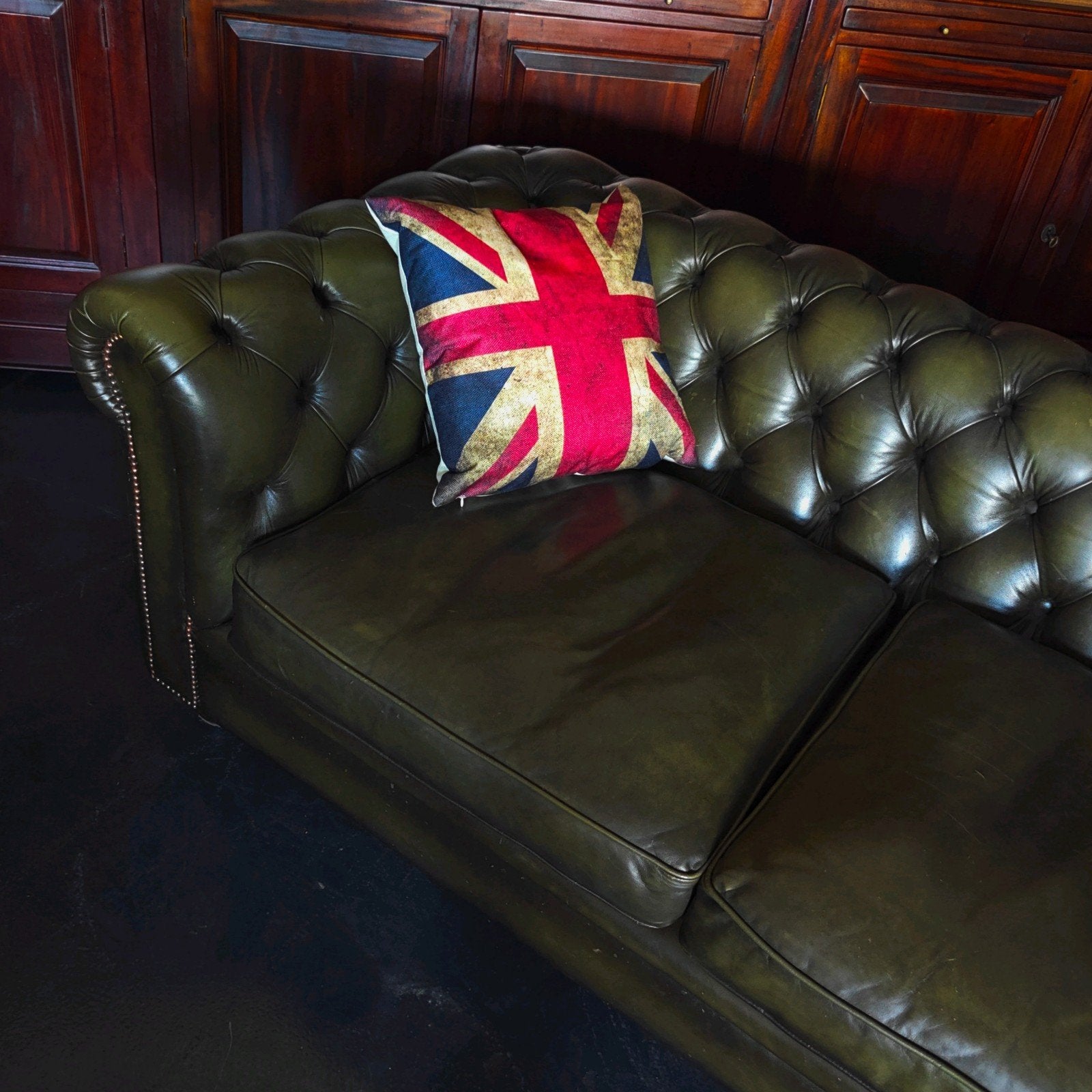 Antiek Groene Chesterfield  2,5 zits Bank, Gebruikt, Bollenmarkt 14c Zwaagdijk Oost, Treasure, 150 tot 200 cm