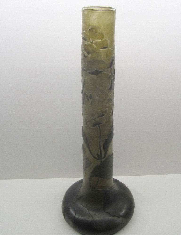 Antieke cameo glazen art nouveau vaas Emile Gallé, Ophalen of Verzenden