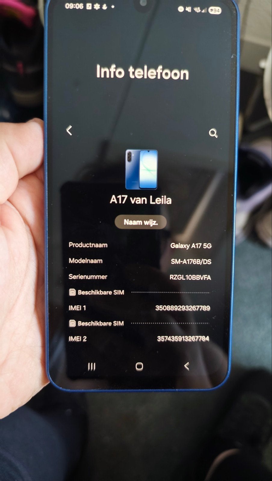 Samsung Galaxy A17 5G Blauw met rood hoesje, Telecommunicatie, Blauw, Touchscreen, Ophalen of Verzenden, Zo goed als nieuw