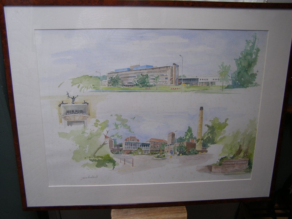 aquarel Rode Kruis- en Juliana kinderziekenhuis Den Haag., Antiek en Kunst, Kunst | Schilderijen | Klassiek, Ophalen