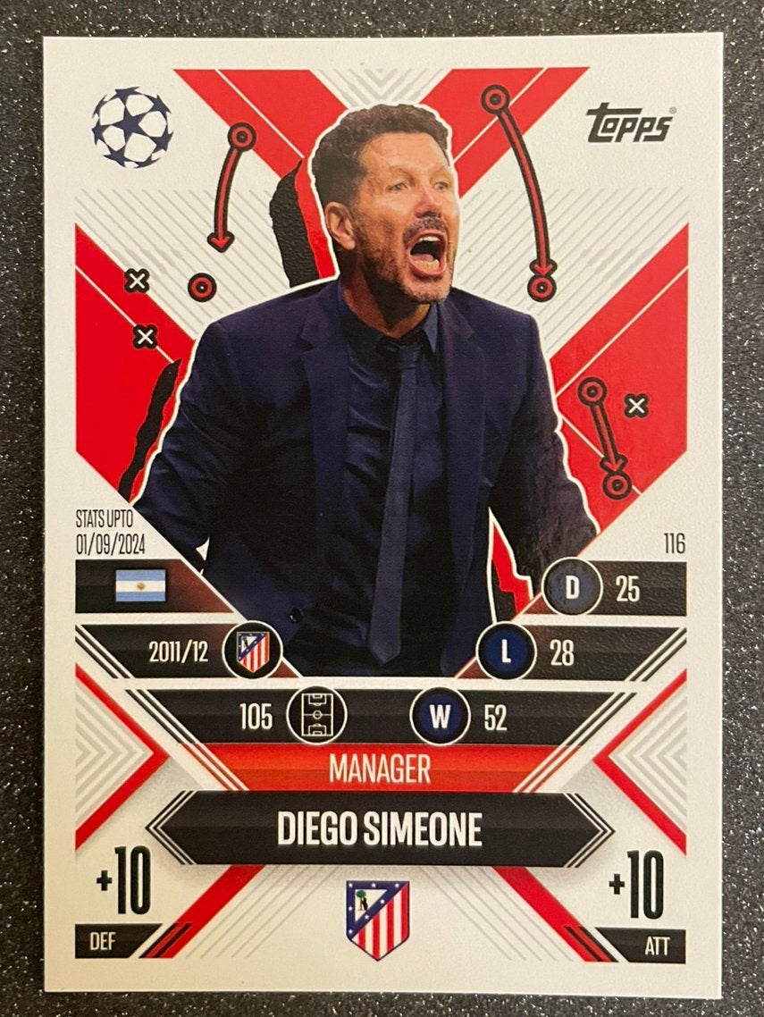 Topps MA 24/25    MANAGER SIMEONE    ATLÉTICO MADRID, Hobby en Vrije tijd, Stickers en Plaatjes, Verzenden, Zo goed als nieuw