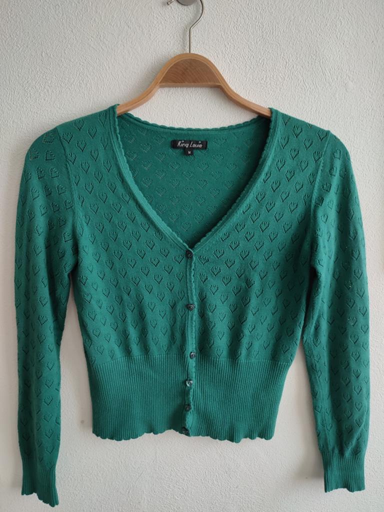 King Louie Vest vestje groen ajour hartje hartjes  Medium, Maat 38/40 (M), Ophalen of Verzenden, King Louie, Gedragen