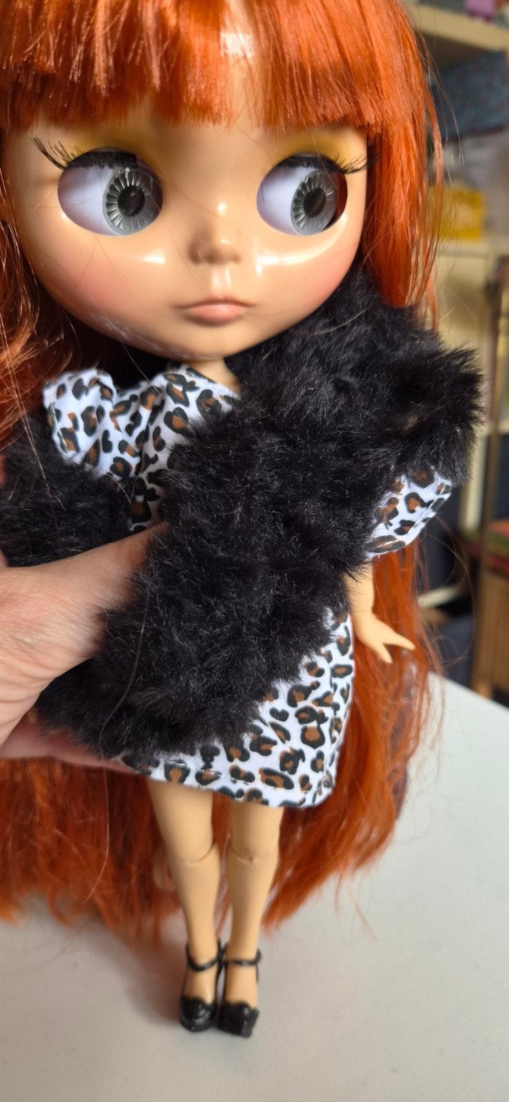 Blythe pop met rood haar en luipaardprint jurk, Ophalen of Verzenden, Zo goed als nieuw, Fashion Doll