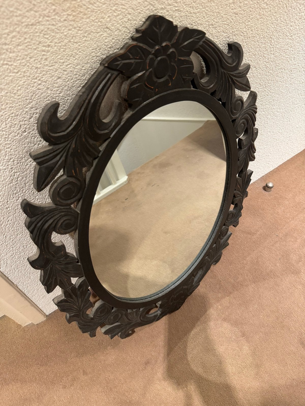 Barok spiegel met sierlijke lijst, Ophalen, Gebruikt, Minder dan 100 cm, Ovaal