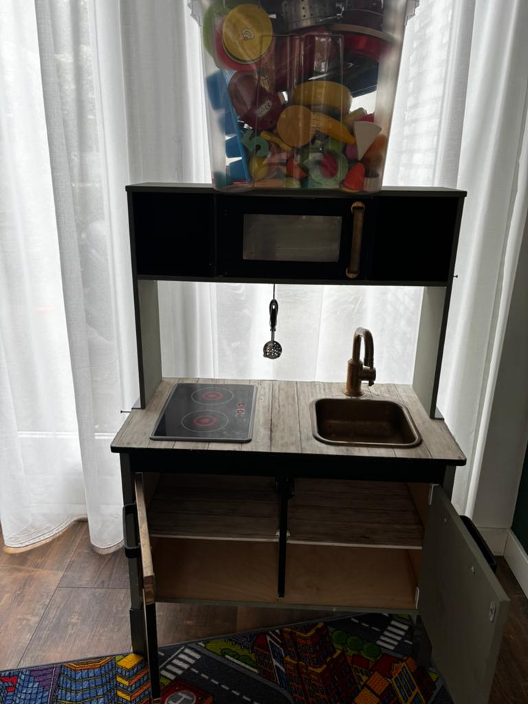 IKEA Speelkeuken met tas vol speelgoed, Ophalen of Verzenden, Gebruikt, Hout, Speelkeuken