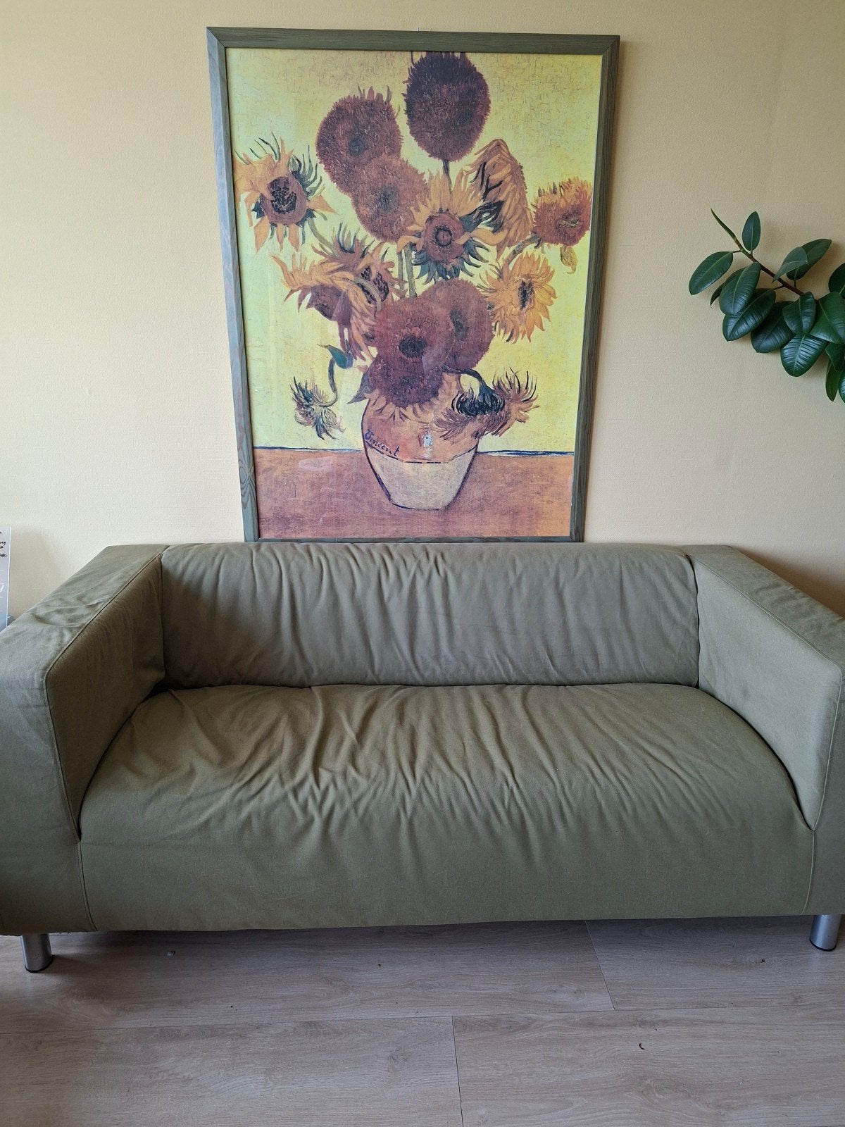 2x klippan bank Ikea Olijfgroen, Gebruikt, 150 tot 200 cm, Tweepersoons, 75 tot 100 cm