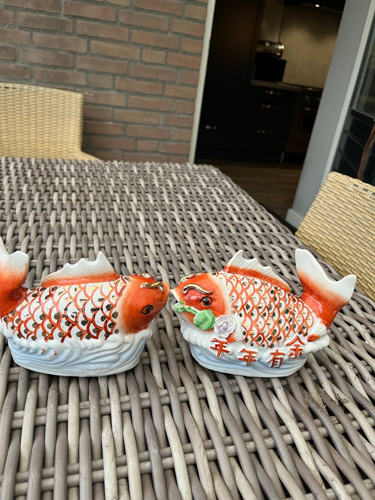 Twee Chinese geluksvissen - kleurrijk decoratief, Ophalen of Verzenden
