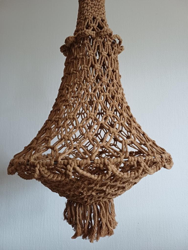 Nieuwe Handmade "Fisherman" Gehaakte XL Oker Lamp ibiza, Ophalen of Verzenden