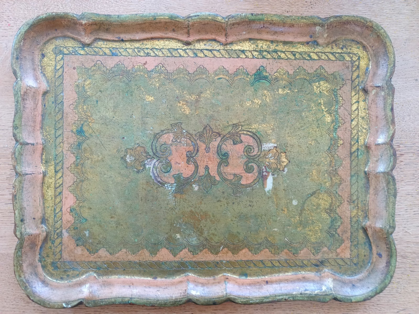 Florentijns dienblad, Huis en Inrichting, Woonaccessoires | Dienbladen, Gebruikt, Ophalen of Verzenden, Met opstaande rand, Dienblad