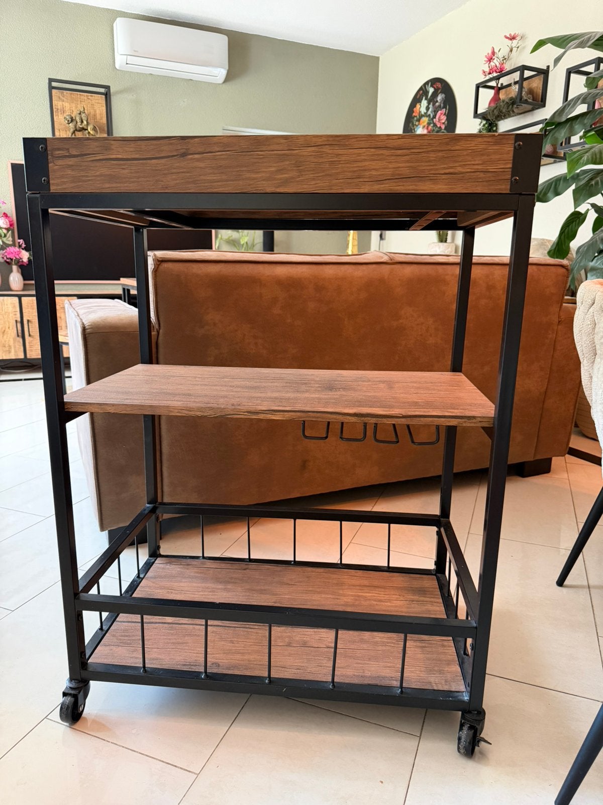 Mooie grote Keukentrolley / Butler tray Industriële look, Huis en Inrichting, Tafels | Sidetables, Ophalen, 50 tot 100 cm, Zo goed als nieuw
