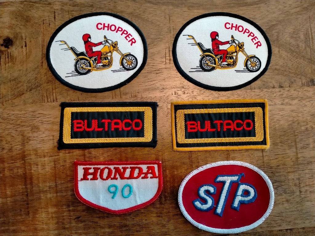 Chopper Bultaco STP oil Honda 90 motor patches vintage, Verzenden, Nieuw, Auto's