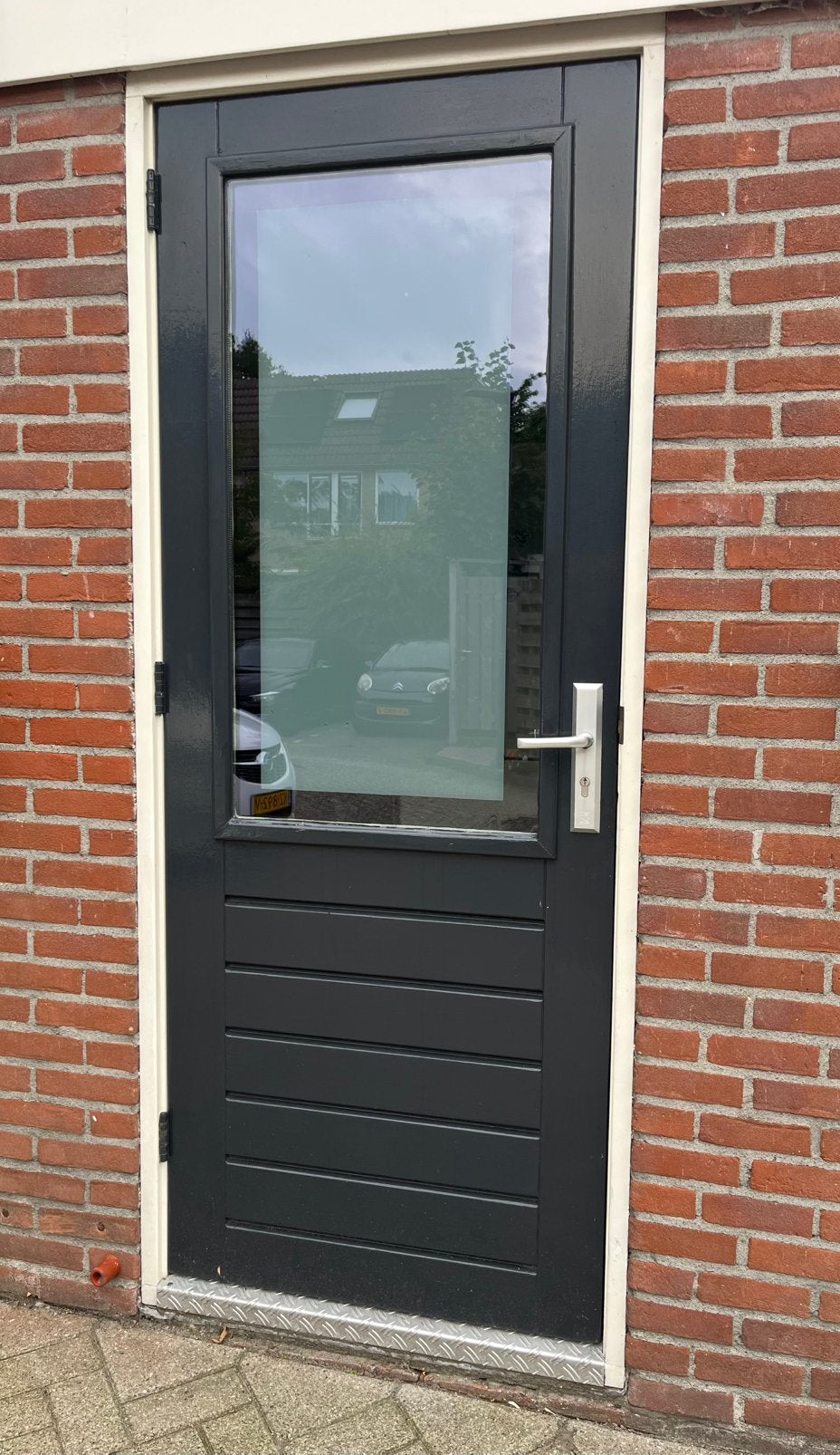Schuurdeur met dubbel glas., Ophalen, Gebruikt, 80 tot 100 cm, Overige typen