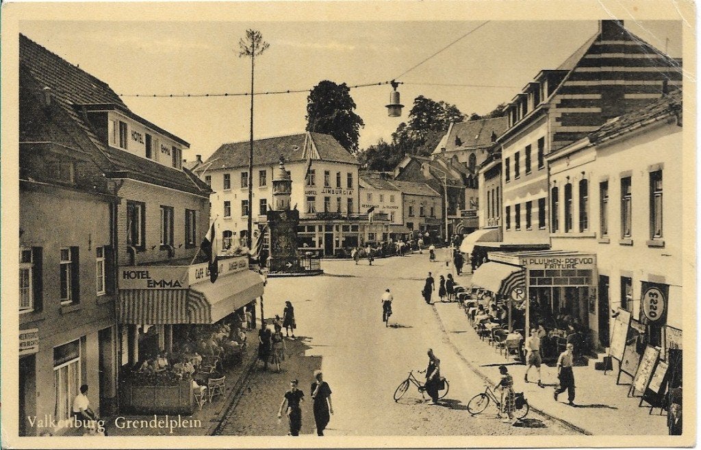 Valkenburg 1954 Grendelplein ,fotokaart, Verzenden, 1940 tot 1960, Gelopen, Limburg