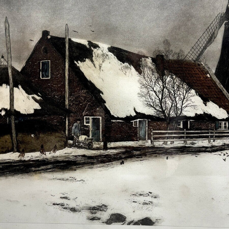 Tjeerd Bottema (1884-1978), winters tafereel, Ophalen of Verzenden