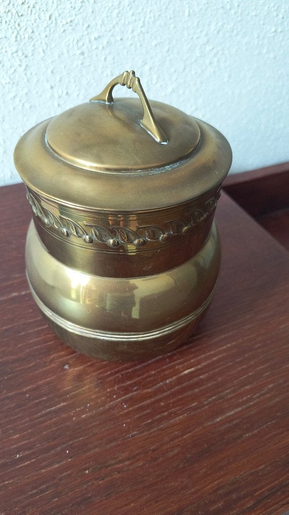 Koperen of messing brocante tabakspot, Ophalen