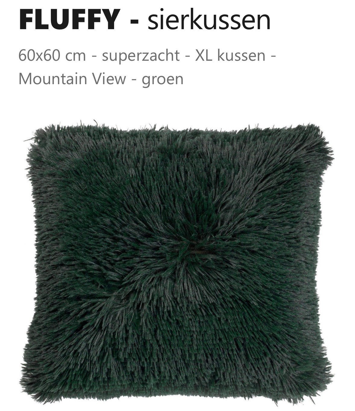 FLUFFY - sierkussen 60x60 cm, Inclusief binnenkussen, Vierkant, Nieuw, Ophalen of Verzenden
