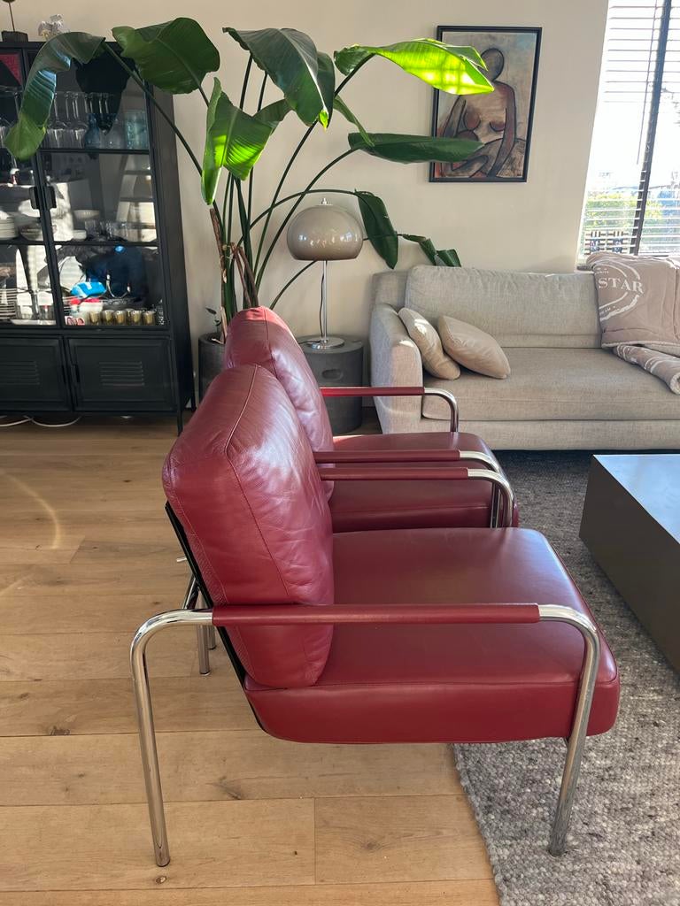 Zanotta stoelen Susanna - Italiaans design!, Huis en Inrichting, Fauteuils, Ophalen, Minder dan 75 cm, Leer, Zo goed als nieuw