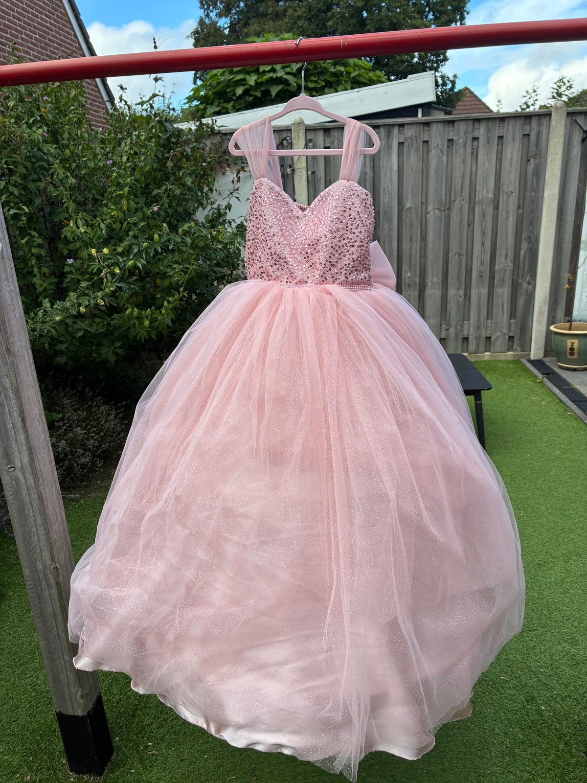 Prachtige Roze Prinsessenjurk met Pailletten en Tule, Ophalen of Verzenden, Zo goed als nieuw, Meisje