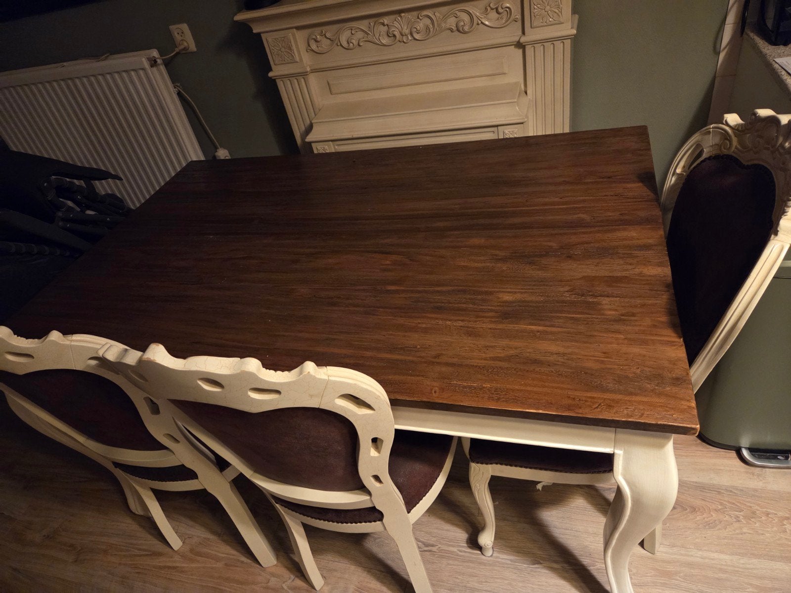 eettafel compleet met 4 stoelen, Ophalen, Zo goed als nieuw, 4 tot 6 stoelen