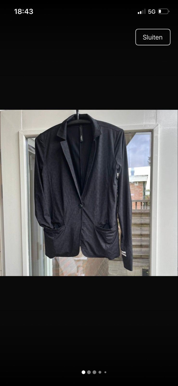 10DAYS Zwarte Blazer Panterprint Travelstof Maat M/L, Zwart, Maat 42/44 (L), Ophalen of Verzenden, Zo goed als nieuw