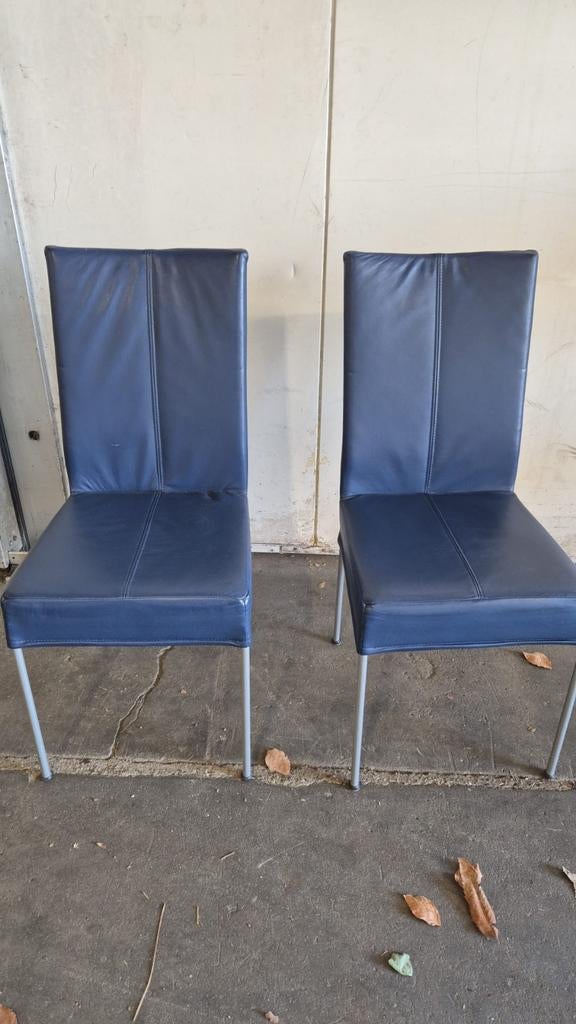 4x HVS Eetkamerstoelen - Blauw Kunstleer, Huis en Inrichting, Stoelen, Ophalen, Gebruikt, Blauw, Vier