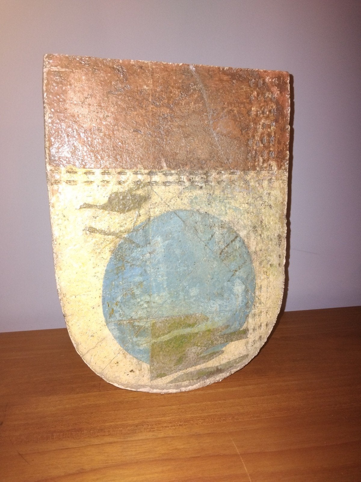 Unieke handgemaakte keramische vaas met abstract design, Ophalen of Verzenden