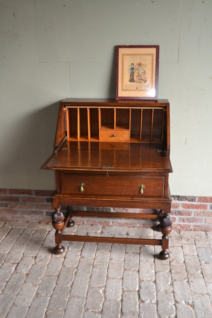 Prachtig antiek eiken houten damesbureau, secretaire, buro., Verzenden