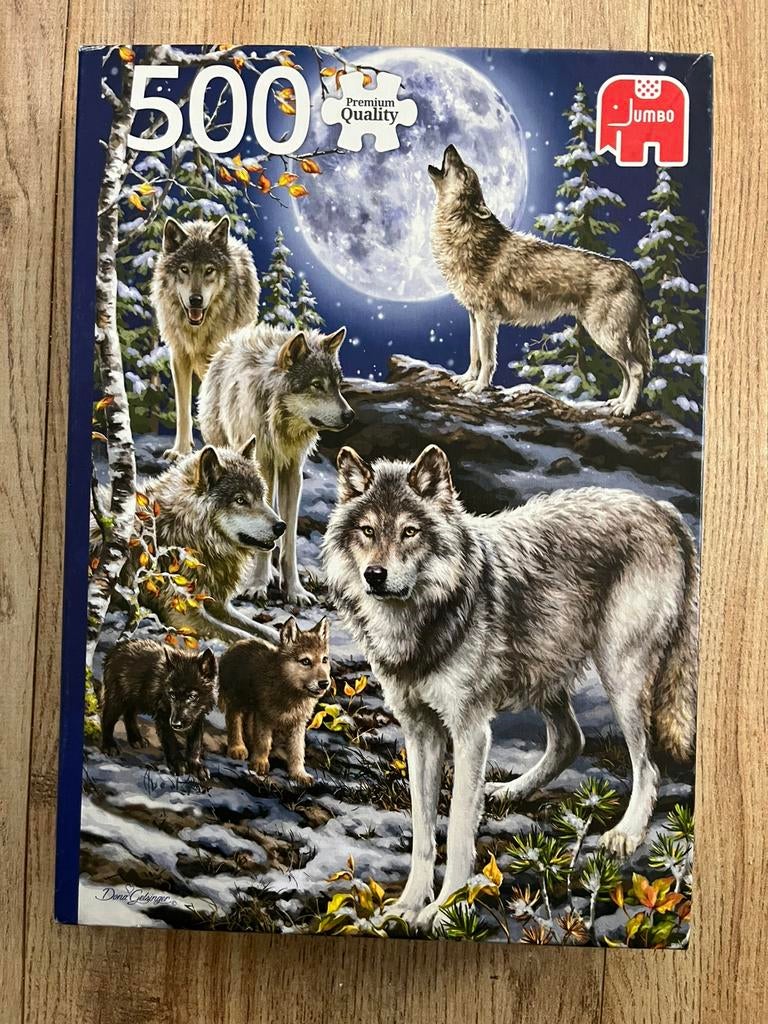 Jumbo puzzel 500 stukjes Wolvenroedel in de winter, Ophalen of Verzenden, 500 t/m 1500 stukjes, Zo goed als nieuw