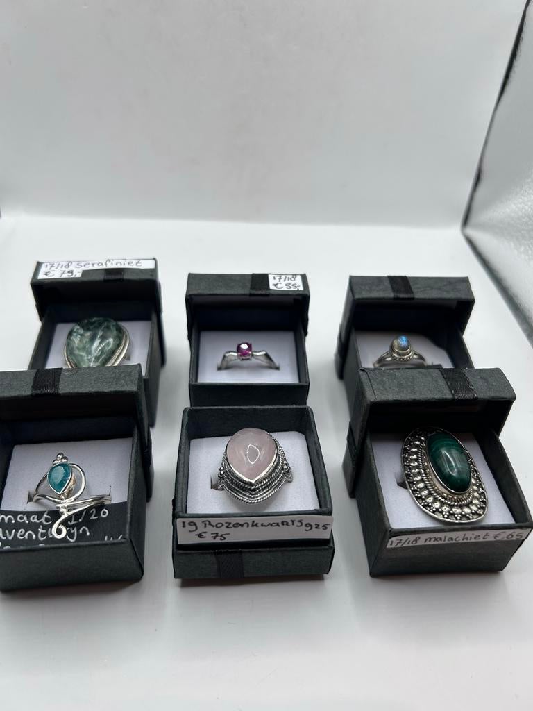 925 Zilveren Ringen met Diverse Edelstenen - Maat 17, 18, 19, Sieraden, Tassen en Uiterlijk, Ringen, Nieuw, Ophalen of Verzenden