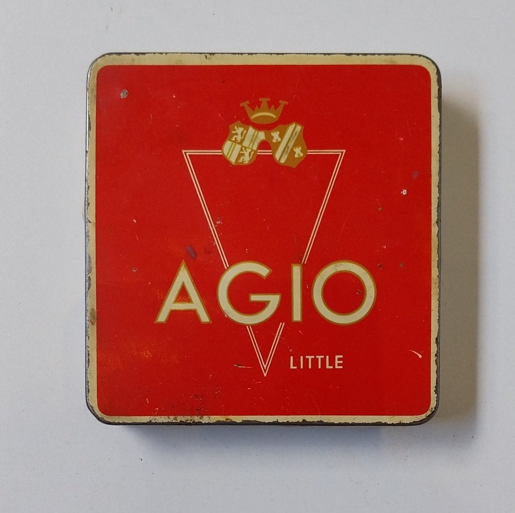 Rood-Wit Agio Little sigarenblikje, Ophalen of Verzenden, Gebruikt, Sigarenbandjes